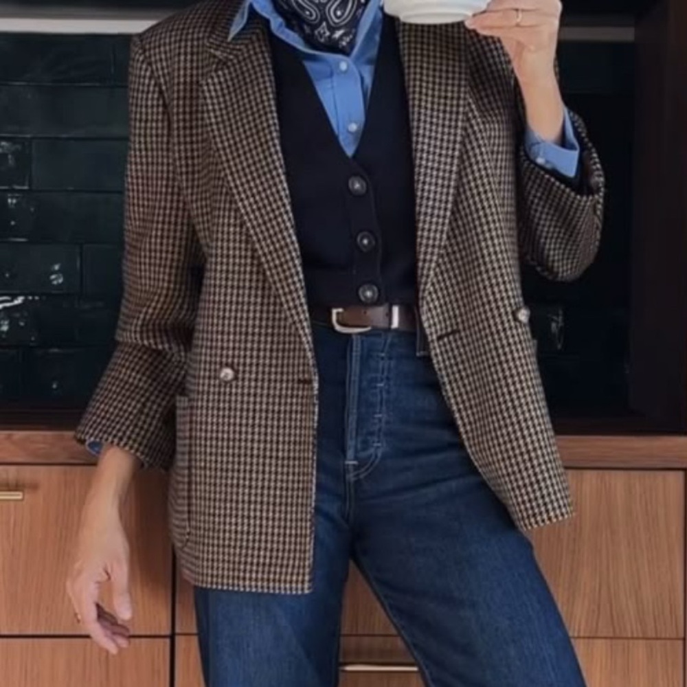 Dobell Wool Plaid Blazer – Woven in England – Women’s Size 8 (BNWOT)